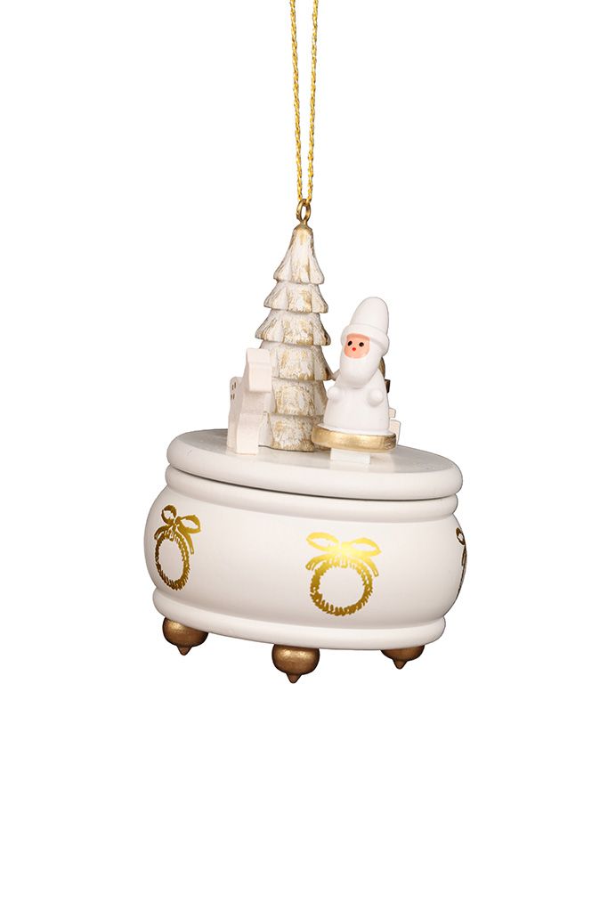 Music Box - White Santa - Christmas Tree Decoration