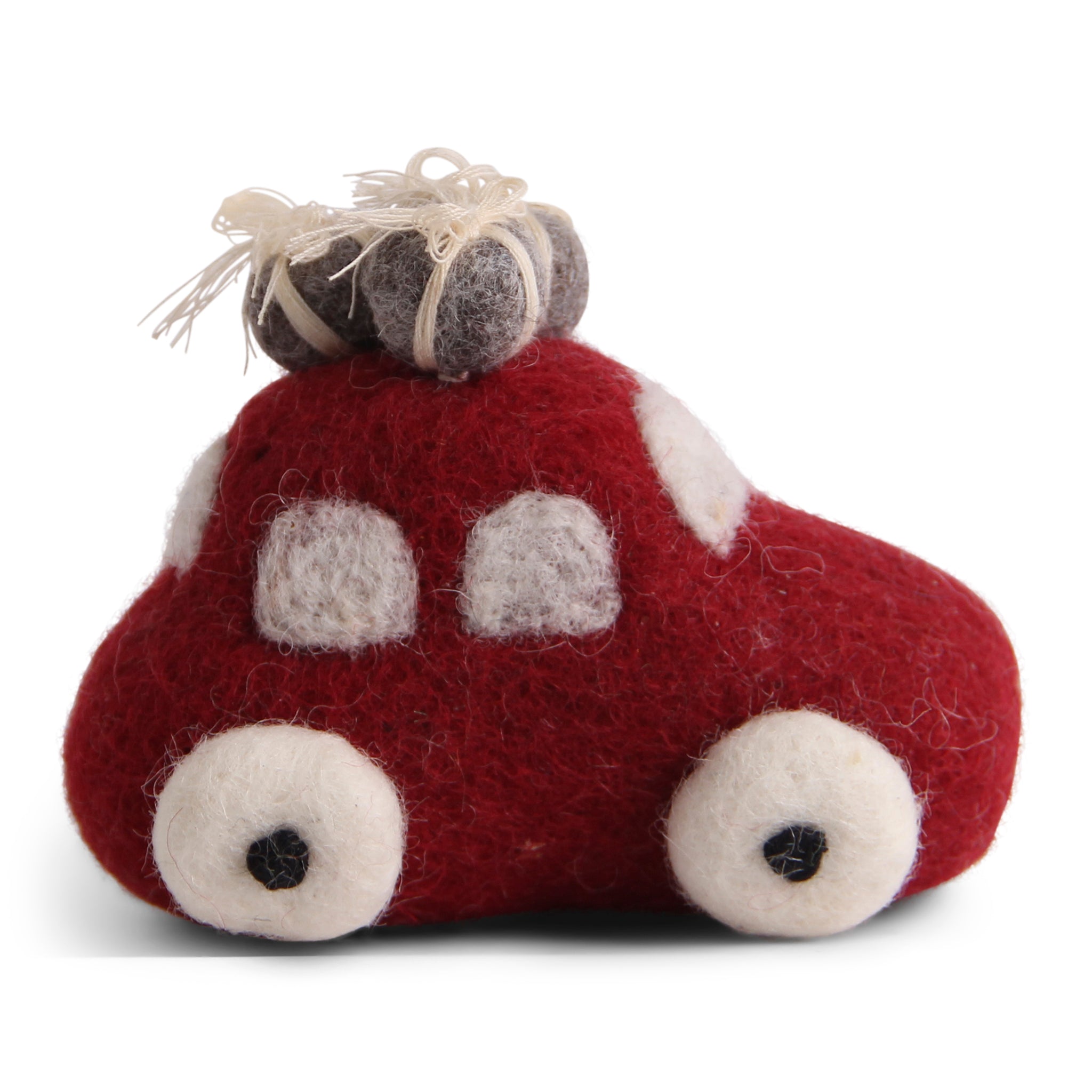 Felt Christmas Tree Decoration - Red Car with Presents