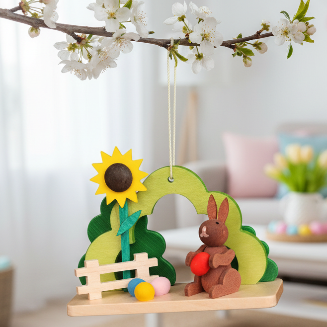 Springtime Garden with Easter Bunny - Easter Tree Decoration