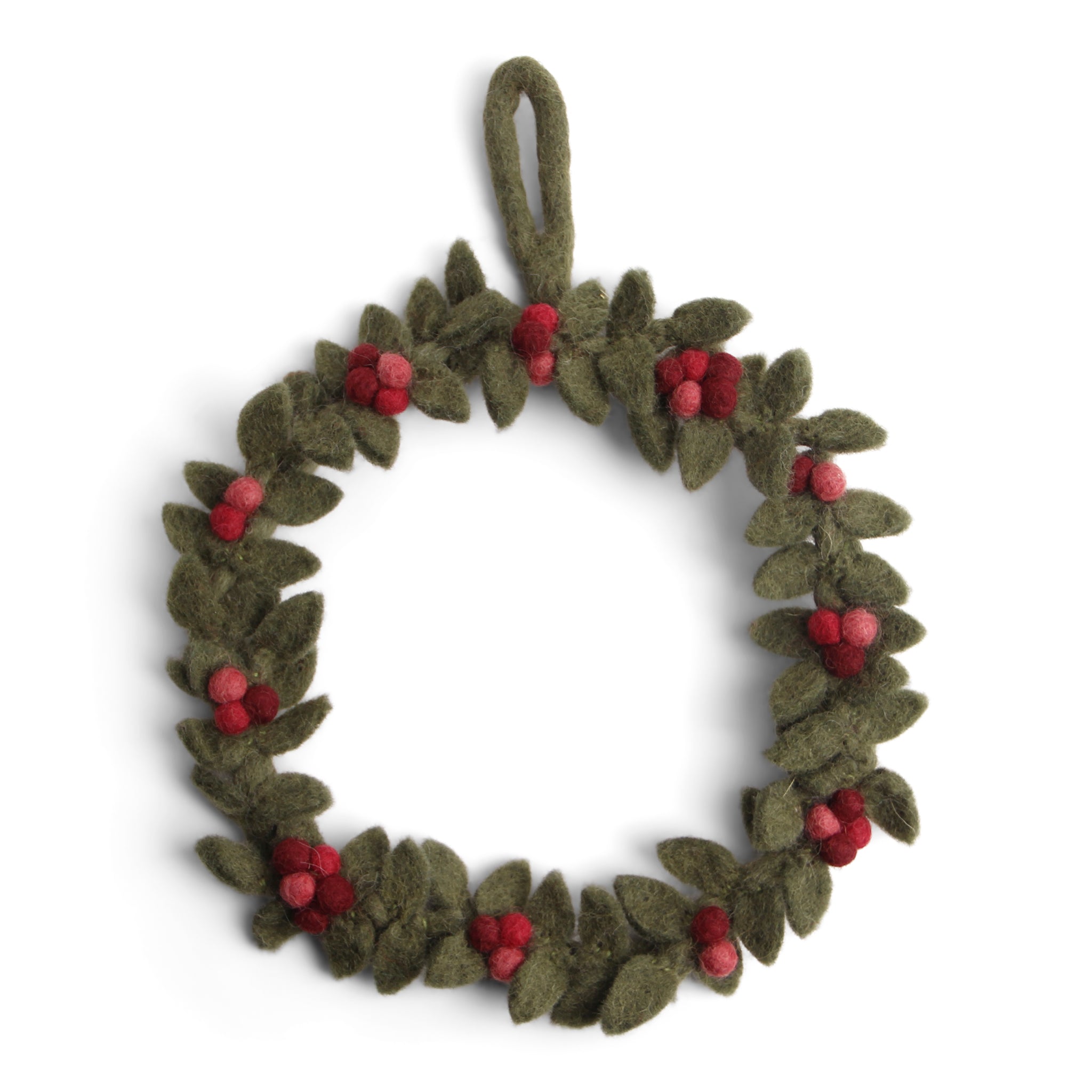 Felt Christmas Wreath - Green Wreath with Red Berries (Small)
