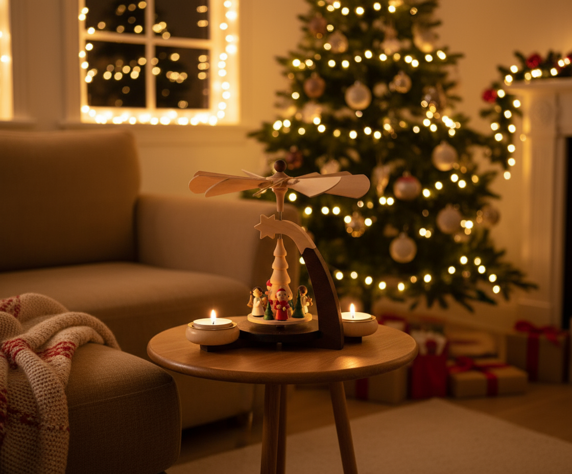 Christmas Pyramid + Free Pack of Candles - Santa and Angels