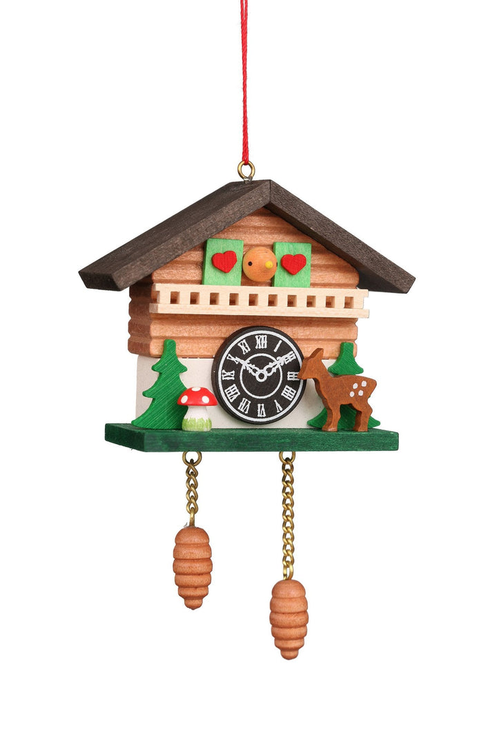 Cuckoo Clock - Forest Cabin with Baby Deer - Christmas tree decoration
