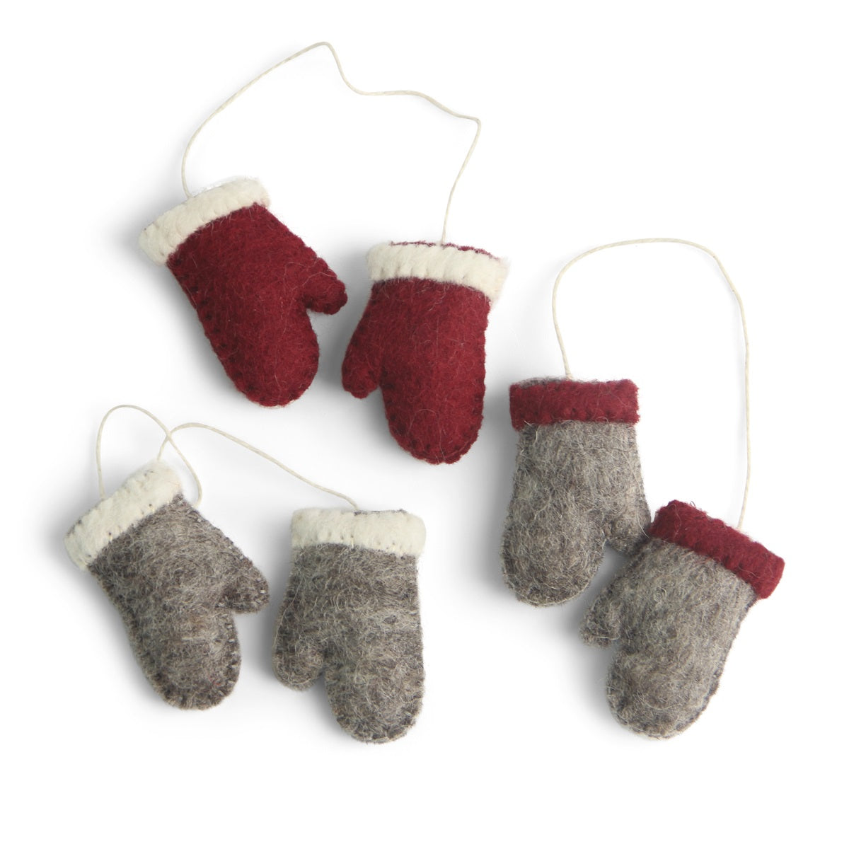 Felt Christmas Tree Decoration - Mittens (Set of 3)