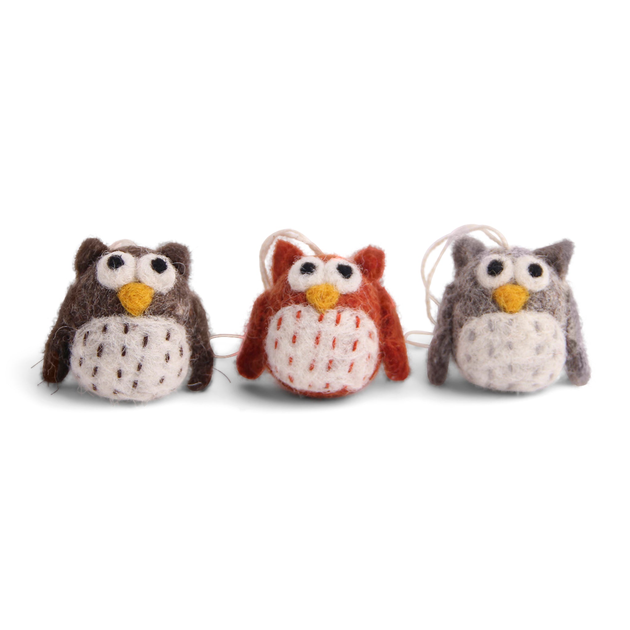 Felt Christmas Tree Decoration - Mini Owls (Set of 3) - Classic