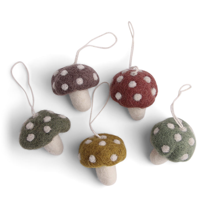 Easter Mushrooms -  Pastel (Set of 5) - Hanging Decorations