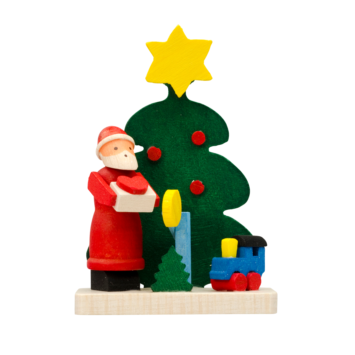 Under the tree with Santa - Train and Heart-Shaped Present - Christmas tree decoration