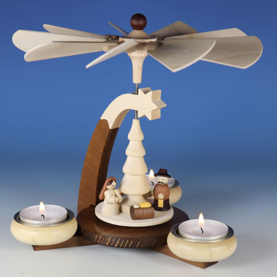 Christmas Pyramid + Free Pack of Candles - Nativity (Natural)