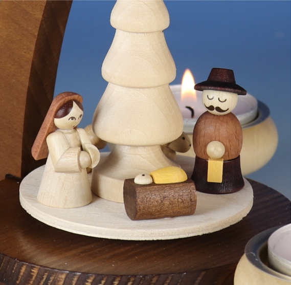 Christmas Pyramid + Free Pack of Candles - Nativity (Natural)