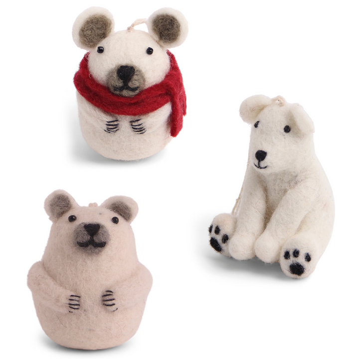 Felt Christmas Tree Decoration - Polar Bear Trio