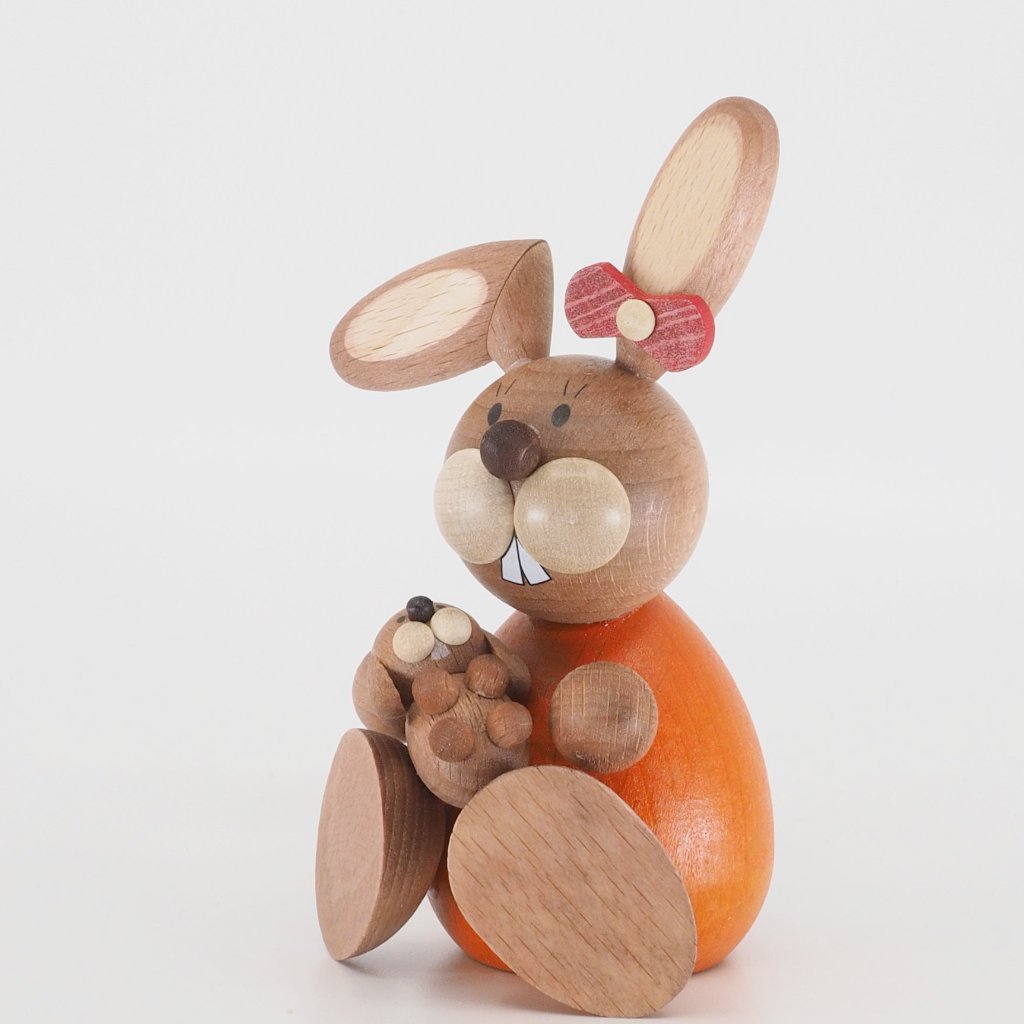 Osterhase Collectible - Bunny Girl Sitting with Baby Bunny