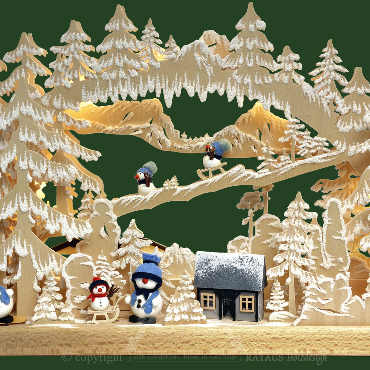 Lighted Arch (Schwibbogen) Classic Snowman Village The German Christmas Shop